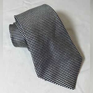 Turnbull & Asser Thick Silk Black and White Grenadine Classic Patterned Tie EUc
